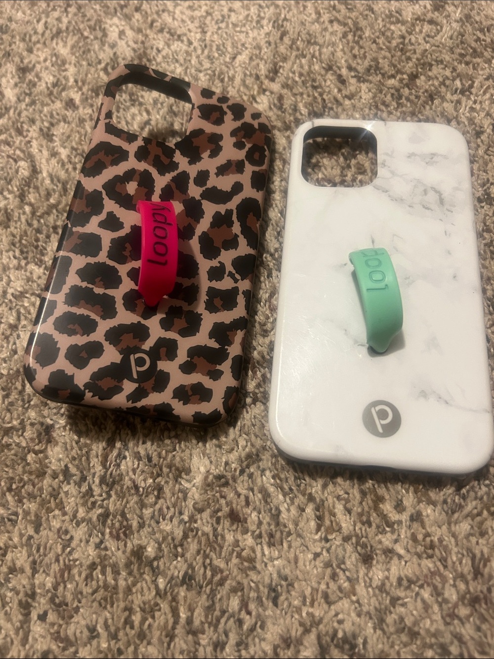 Poetic Loop Grip Phone Case - Leopard Brown & Marble White iPhone 12
